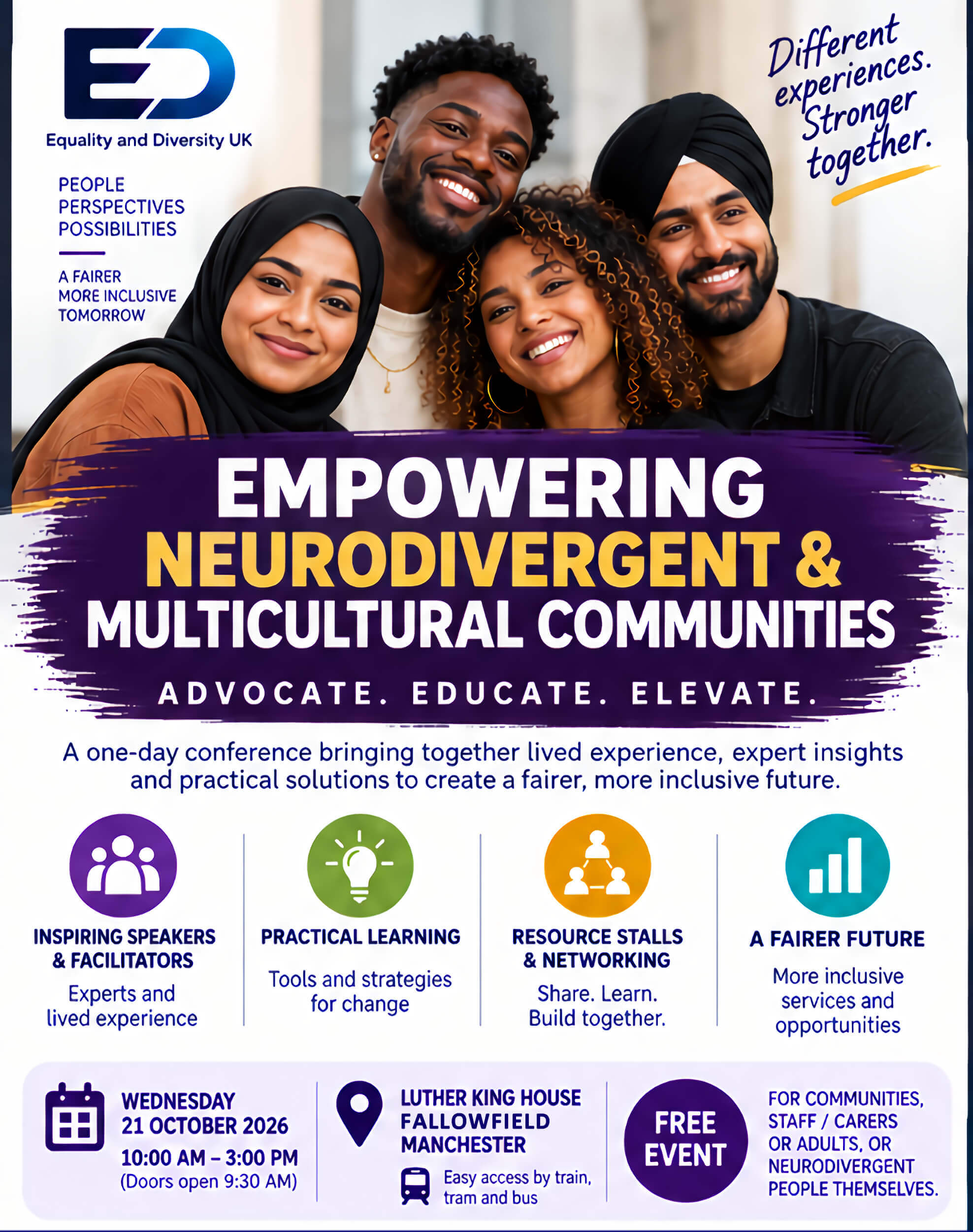 Black History Month 2026 conference poster for Challenging Racism, Building Change